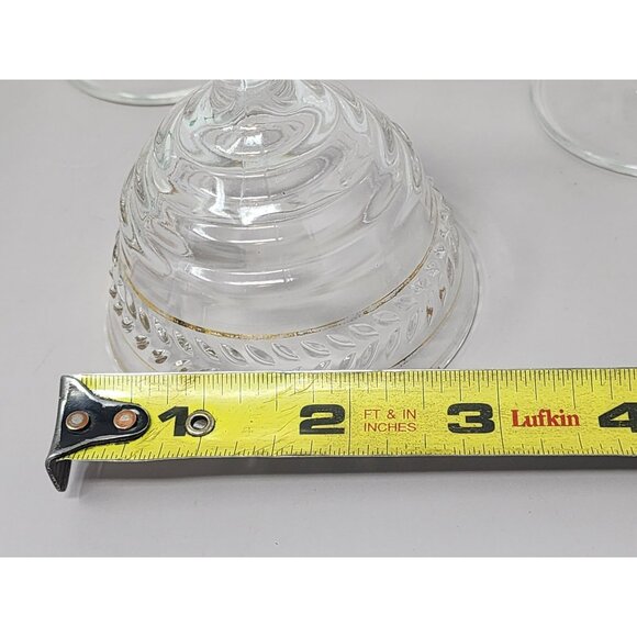 Set Of 4 Vintage Clear Glass Goblets‎ With Gold Trim & Textured Leaf Design - Picture 9 of 9